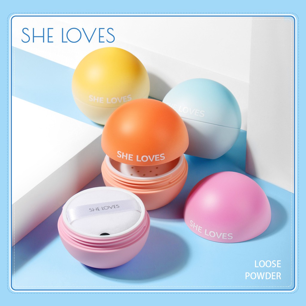 Phấn phủ bột Ice Cream SHE LOVES kiềm dầu mịn nhẹ thoáng khí Ice Cream Smooth Loose Powder SHEL22