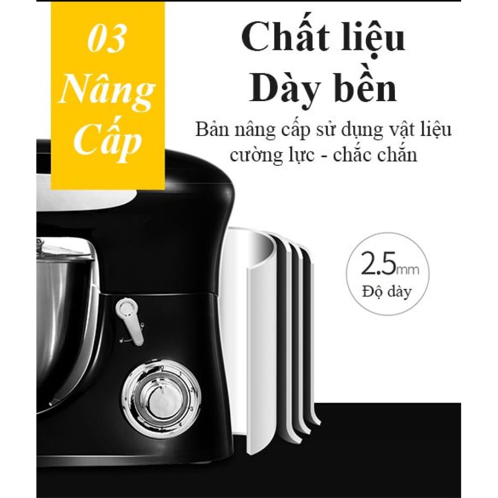 Máy nhào trộn bột, làm bánh kem, sadlad , xay thịt, xay sinh tố, nước mát 6.5 lít 1300W 6 chế độ