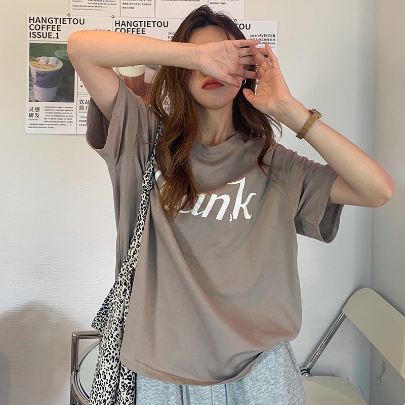 SUXI Áo Thun Nữ Mùa Hè Dáng Rộng Tay Ngắn In Chữ Hàng Mới