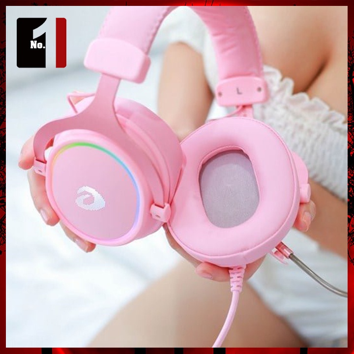 Tai Nghe Nhạc Headphone Gaming Chụp Tai Có Dây DAREU EH925S Hồng Led RGB Tai Nghe Game Thủ Có Mic Máy Vi Tính Laptop Pc