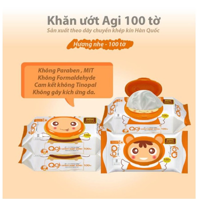 Khăn ướt Agi không mùi 80/100 tờ