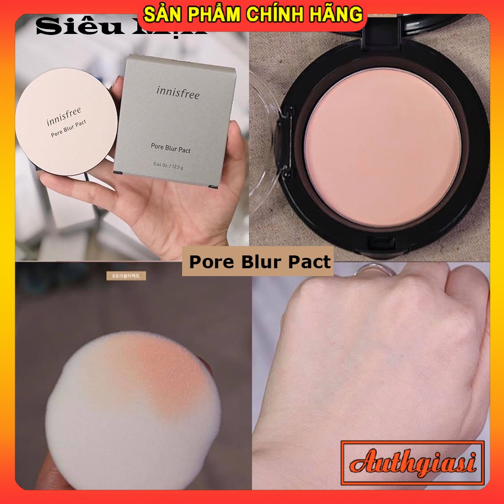 Phấn nén kiềm dầu Innisfree No Sebum Mineral \ Pore Blur Pact siêu mịn, che mịn lỗ chân lông