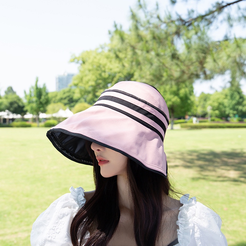 Nón Vành Hở Chóp Sọc Ngang Lớp Vinyl Chống Tia UV