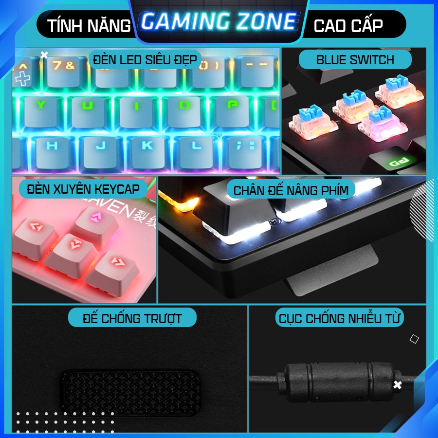 Bàn phím cơ máy tính chuyên game K880 PRO Blue Switch 104 phím 10 chế độ LED RGB có dây | BigBuy360 - bigbuy360.vn