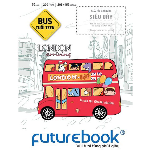 Tập Sinh Viên Kẻ Ngang Futurebook Teen Bus - 200 Trang (17.5 x 25.5 cm) [Vở Sinh Viên Giá Tốt]