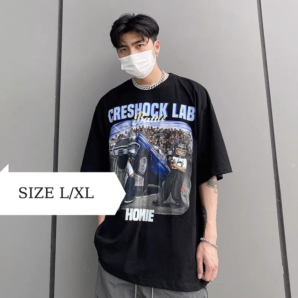 Áo thun oversize Creshock Lab ,vải cotton nam nữ unisex in hình oto phong cách hip hop TATO CLOTHING