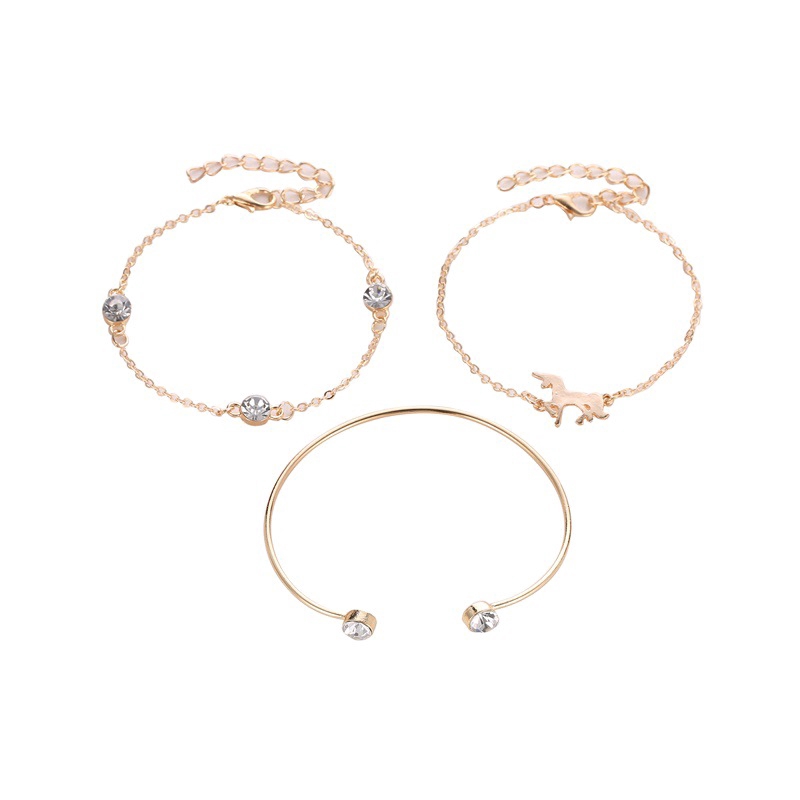 [Mã FAMAYFA giảm 10K đơn 50K] Bộ 3 cái vòng tay đính pha lê nhiều lớp hình kỳ lân cho nữ | BigBuy360 - bigbuy360.vn