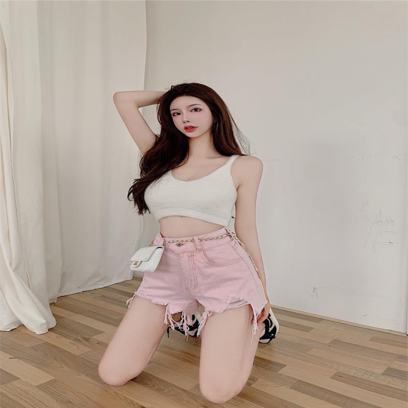 Quần Short Jean Rách Lưng Cao Quyến Rũ Cho Nữ Size S-5XL