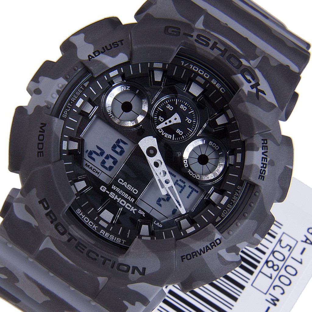 Đồng hồ nam CASIO G-SHOCK GA-100CM-8ADR Chính hãng - Dây Nhựa Rằn Ri Mạnh Mẽ