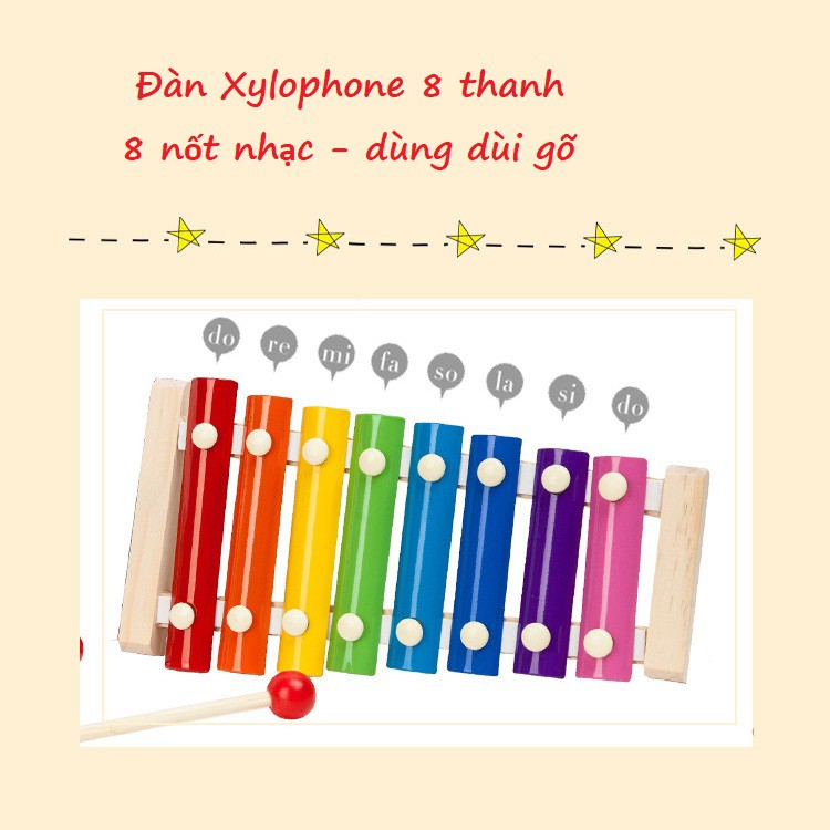 Đàn Xylophone 8 Thanh giúp bé học màu sắc, kích thích thính giác phát triển KB216026