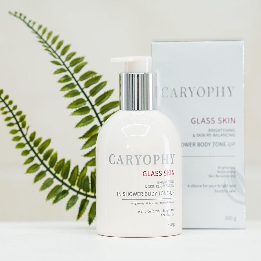 Kem dưỡng ẩm làm trắng da làm mờ thâm nám do mụn 3 in 1 glass skin in shower body tone up caryophy 300g skin hub