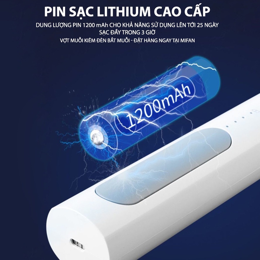 Vợt Muỗi kiêm Đèn Bắt Muỗi 2 trong 1 - Pin sạc cao cấp 1200 mah  - Bảo hành 3th 1 đổi 1
