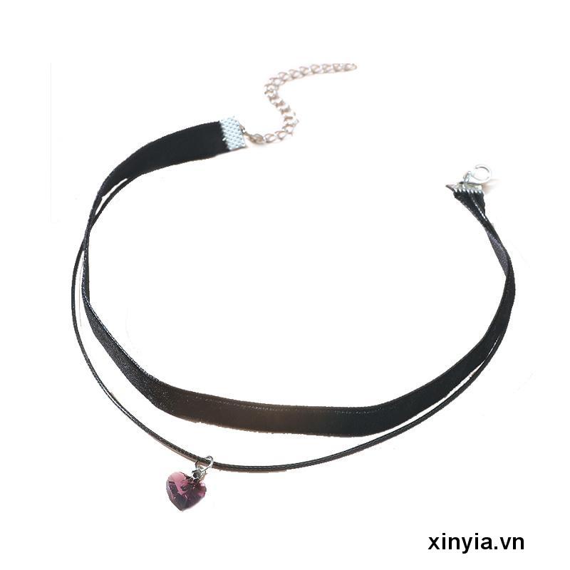 Vòng cổ Xương Quai Xanh Hình Trái Tim Đôi Phong Cách Retro Ngọt Ngào