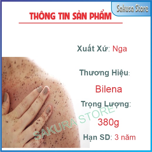 Tẩy tế bào chết body quế hồi cà phê Nga hãng Bilena mẫu mới 380g kem tẩy tế bào chết giúp dưỡng ẩm trắng sáng