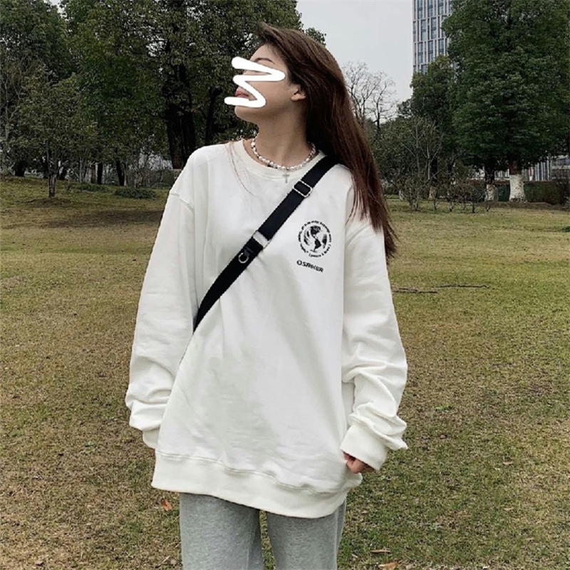 NRVP Áo Hoodie Dáng Rộng Thời Trang Hàn Quốc Đơn Giản Cá Tính Cho Nữ