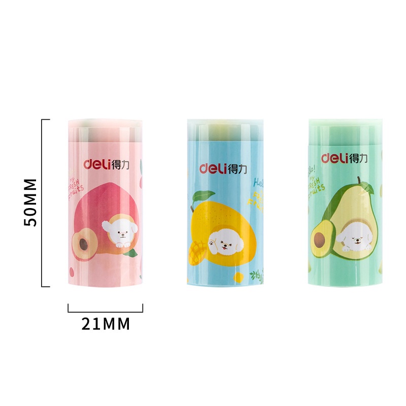 Gôm tẩy Deli hình trụ vẽ hoa quả nhiều màu - 71053