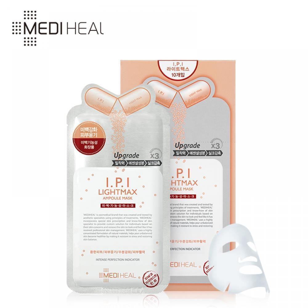 [Mã COSCOCOT3 -8% đơn 250K] Hộp 10 Mặt Nạ Chứa Tinh Chất I.P.I Giúp Sáng Da Mediheal Lightmax Ampoule Mask (27ml x 10)