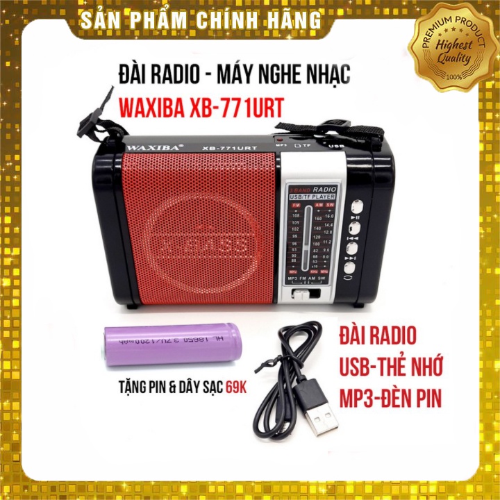 ĐÀI RADIO WAXIBA XB-771URT - Đài FM có hỗ trợ thẻ nhớ TF và USB có đèn pin thiết kế sang trọng, âm thanh sắc nét