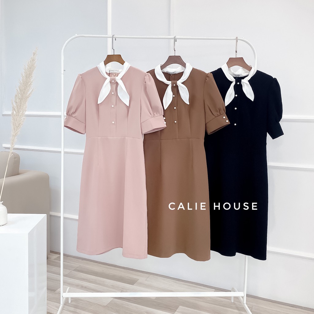 Váy Bấm Cúc Nơ Thời Trang Công Sở Calie House V203 | BigBuy360 - bigbuy360.vn