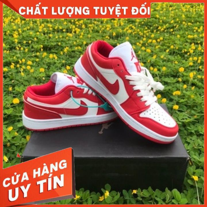 Giày Thể Thao JD Trắng Đỏ Cổ Thấp, JD Trắng Đỏ Full Box Full Phụ Kiện