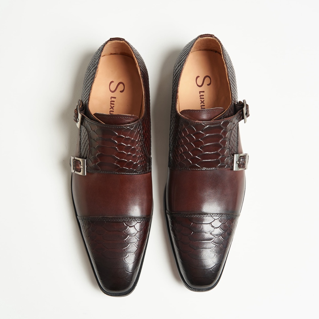 Giày nam Double Monstrap Cao cấp full size màu Đen , Nâu thời trang