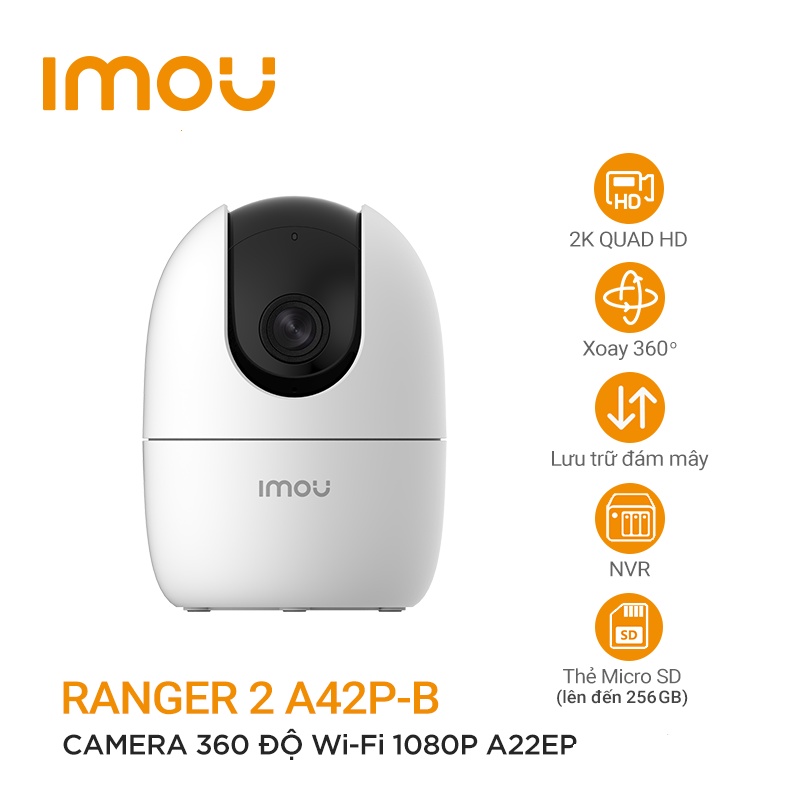 Camera IP 2MP 4MP XOAY 360 WIFI IMOU Ranger2 A22EP (1080P) A42P (2K) Full HD Còi Hú Báo Động | WebRaoVat - webraovat.net.vn