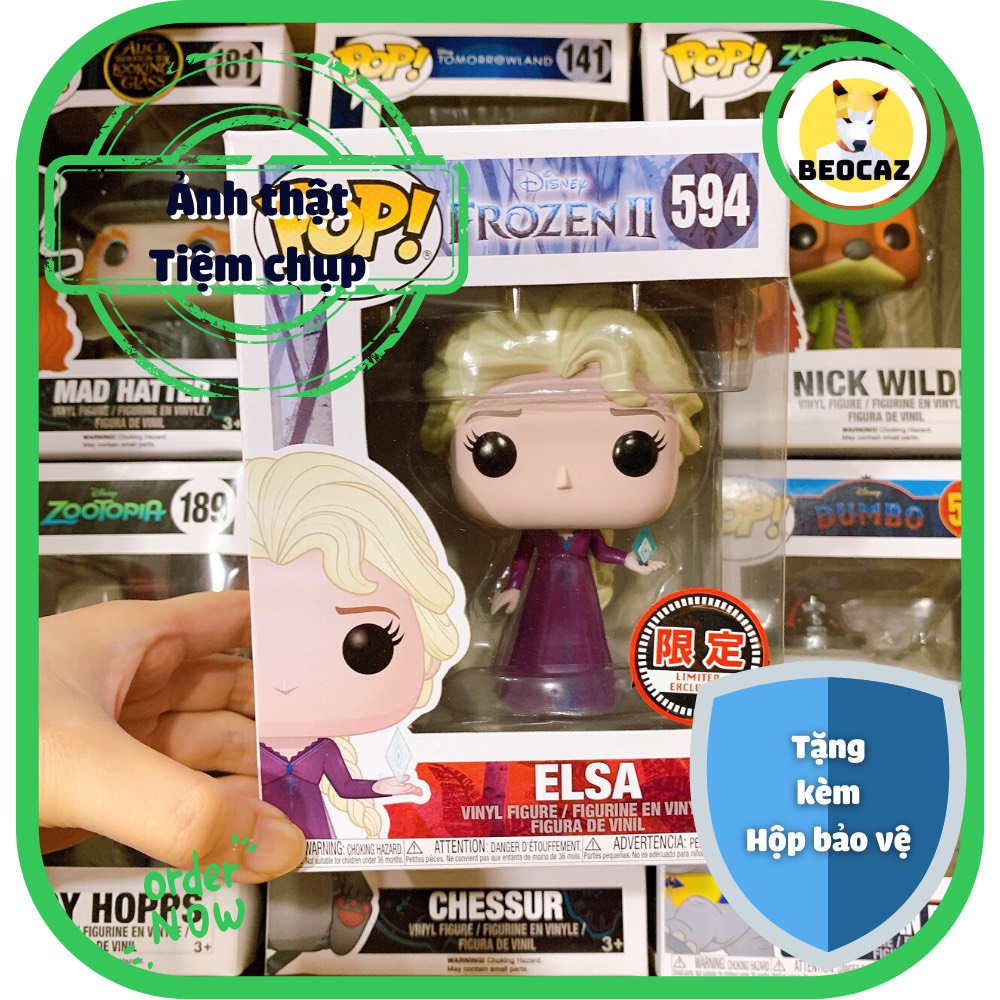 [Hỏa Tốc] [Tặng Hộp Bảo Vệ] [Chính hãng] Mô hình Funko Pop công chúa tuyết Elsa của Disney phim Frozen No.594