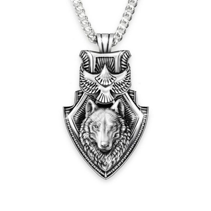 Mặt Vòng cổ Hình Đầu Sói/Chim Đại Bàng Kiểu Vintage Cá Tính Cho Nam