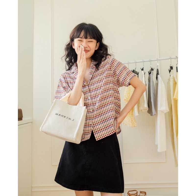 LEN clothing chân váy kaki chữ A đen 8072