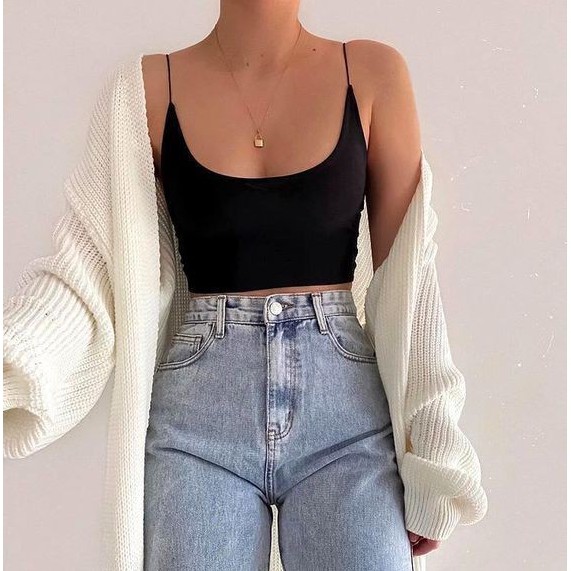 [Mã FADEP0610 giảm 10K đơn 99K] Áo croptop 2 dây sợi bún The Kim cotton hai lớp, áo nữ 2 dây A104
