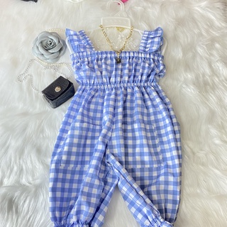 Set đồ thiết kế bé gái, bộ đồ bé gái bay caro xanh 2 túi  8-23kg Angel Baby Thời Trang Thiết Kế