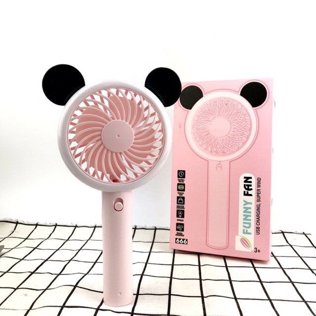 Quạt Mini Cầm Tay Funny F-666 Nhiều Màu Hình Gấu Trúc, Quạt Sạc Tích Điện , Chế Độ Mát Cực Mạnh, Có Đèn Bắt Mắt | BigBuy360 - bigbuy360.vn