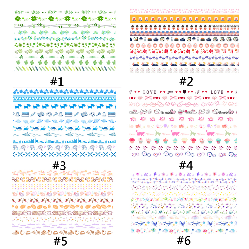 Bộ 10 Cuộn Băng Keo In Họa Tiết Hoạt Hình Đáng Yêu