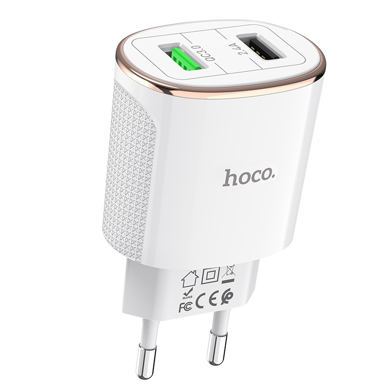 Cốc sạc nhanh Hoco C60 / C60A 3.4A - 2 cổng USB QC3.0 và 2.4A - Nhất Tín Computer