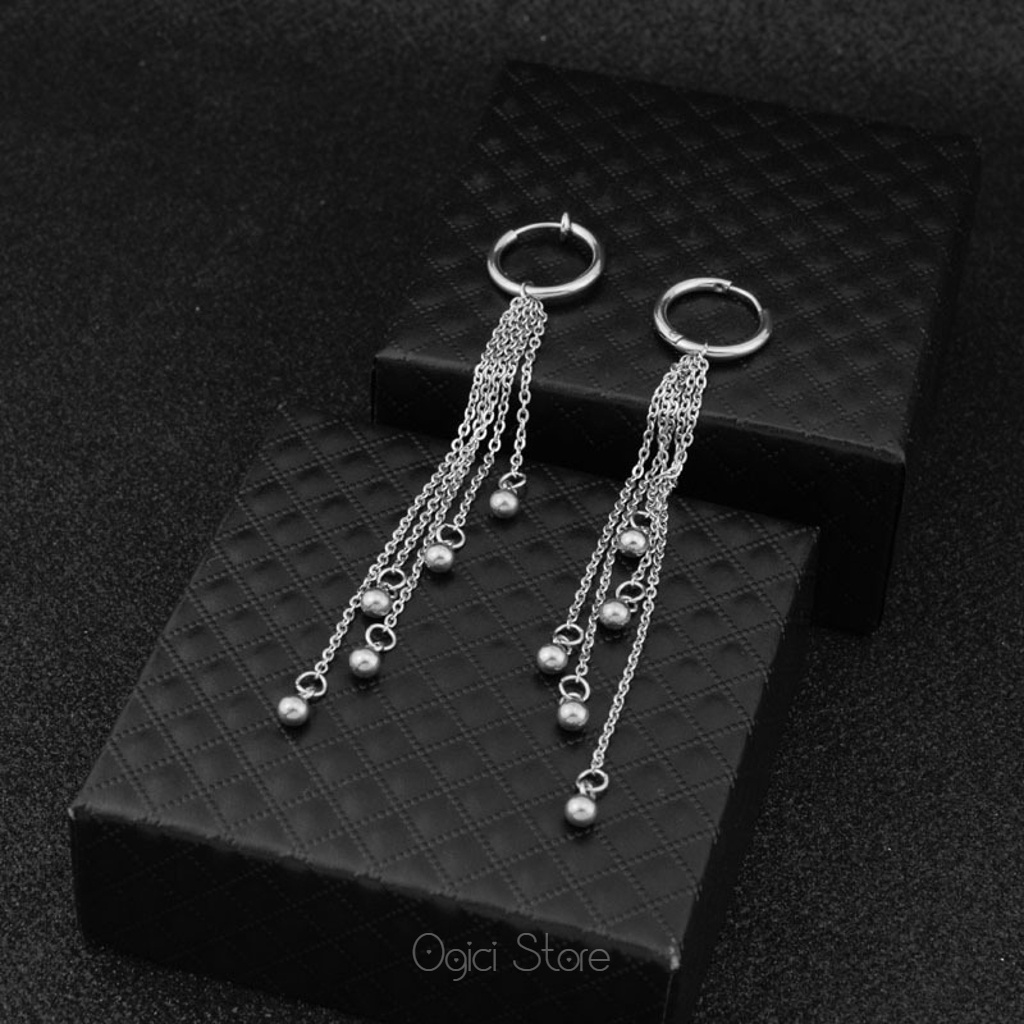 Bông tai, Khuyên tai nam nữ thép không gỉ dáng tròn thả sành điệu cá tính phong cách hàn quốc, Unisex, 1 Chiếc