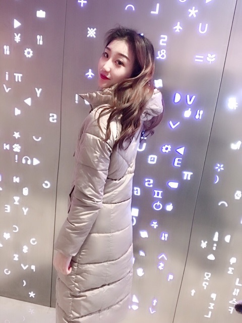 Áo phao dáng dài sọc ngang hàng nhập khẩu QC