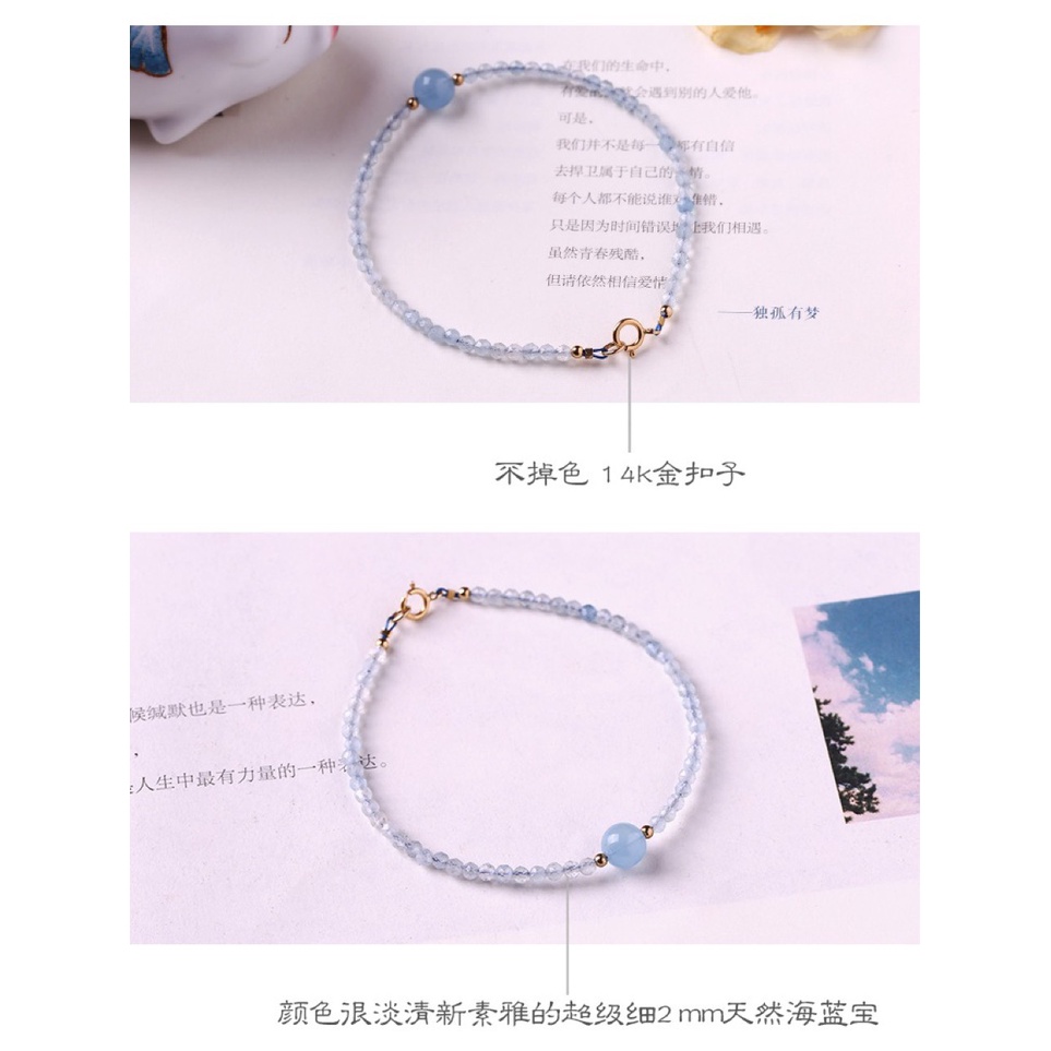 Vòng Tay Chuỗi Hạt Màu Xanh Dương Nhạt Đơn Giản Cho Nữ