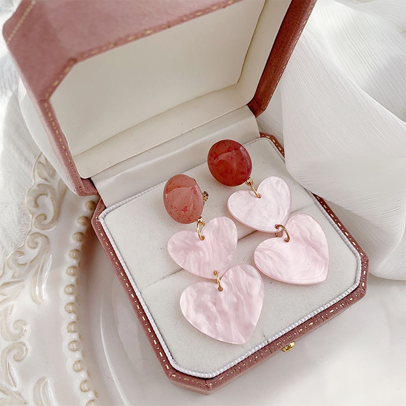 Khuyên tai kẹp không bấm lỗ chốt cố định K131 bằng hợp kim mạ vàng hình trái tim bigsize dáng dài Leous Accessories