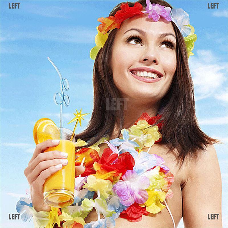 LEFT 10pcs Hawaiian Flower leis Garland Necklace Fancy Dress Party Hawaii Beach Fun