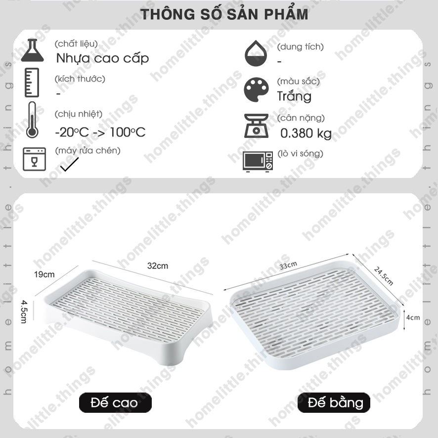 Khay kệ nhựa úp ly cốc, chén, khay trà có rãnh thoát nước