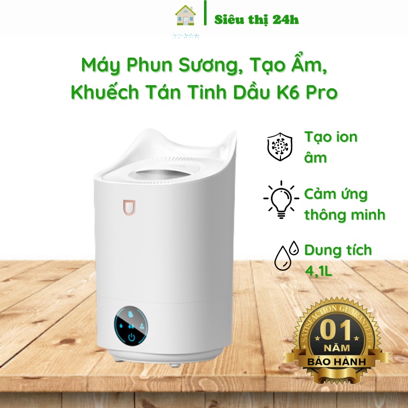 Máy phun sương, tạo độ ẩm, khuếch tán xông tinh dầu [ CAO CẤP] Dung tích 4.1 lít, sử dụng liên tục 12h bảo hành 12 tháng