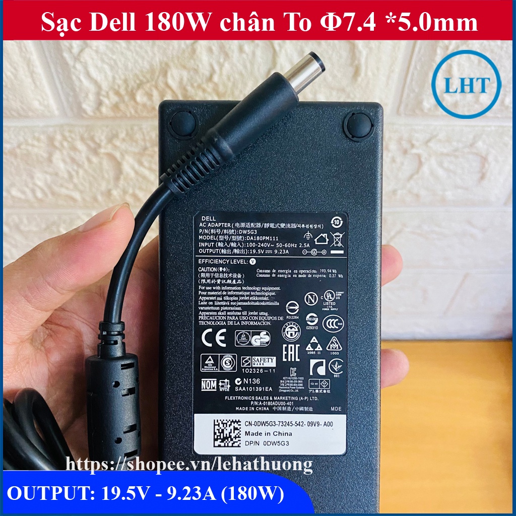Sạc Laptop Dell M4600 , M4700, M4800, DELL PRECISION 7510 Ouput 19.5V 9.23A 180W Slim cao cấp (Adapter Dell 180w)