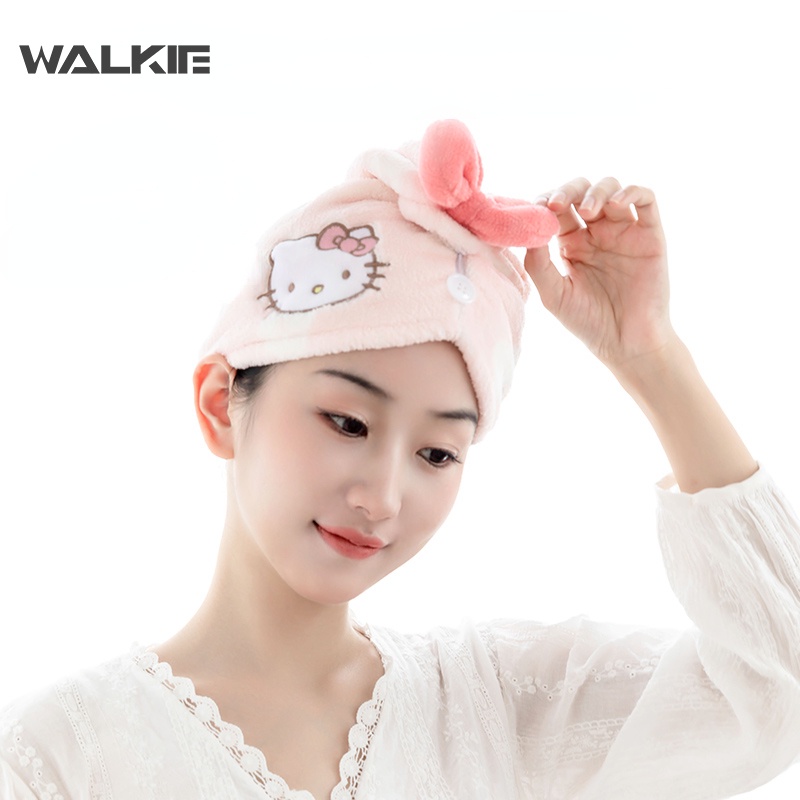 SANRIO Mũ Trùm Đầu Làm Khô Tóc Kiểu Hoạt Hình 3D Nhanh Khô Tiện Dụng