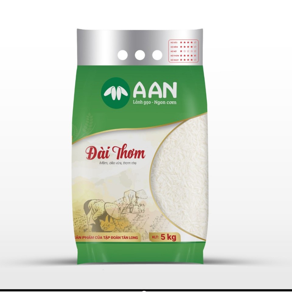 Gạo Đài Thơm Túi 5Kg A An - Cơm mềm, dẻo vừa, thơm nhẹ