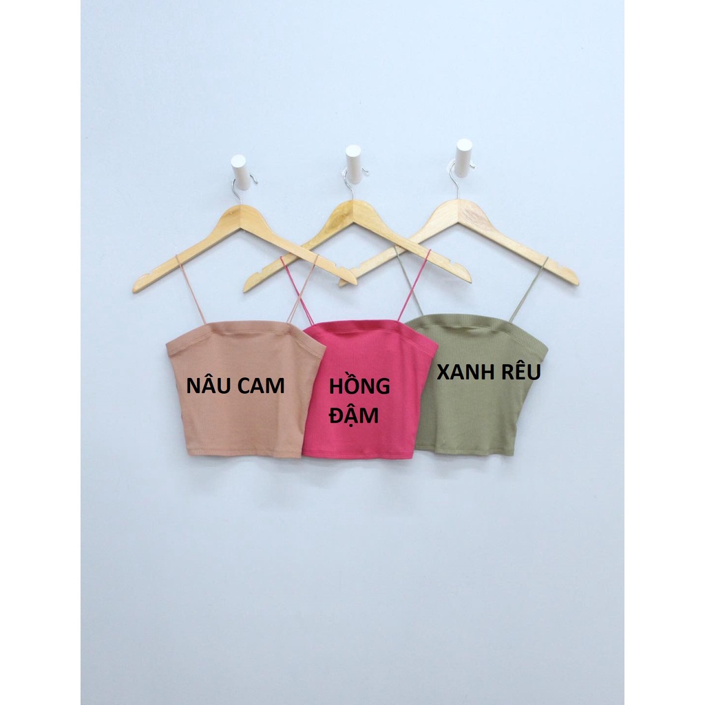 Q9385 - 	Áo thun gân 2 dây croptop Active USA, trơn