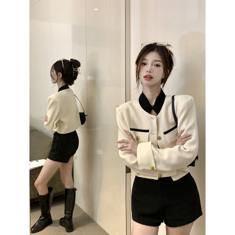 COZOK Áo Khoác Tay Dài Dáng Ngắn Dễ Phối Đồ Hợp Thời Trang