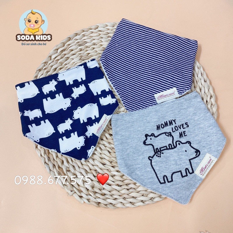 Set 3 yếm tam giác momcare khuy bấm cho bé