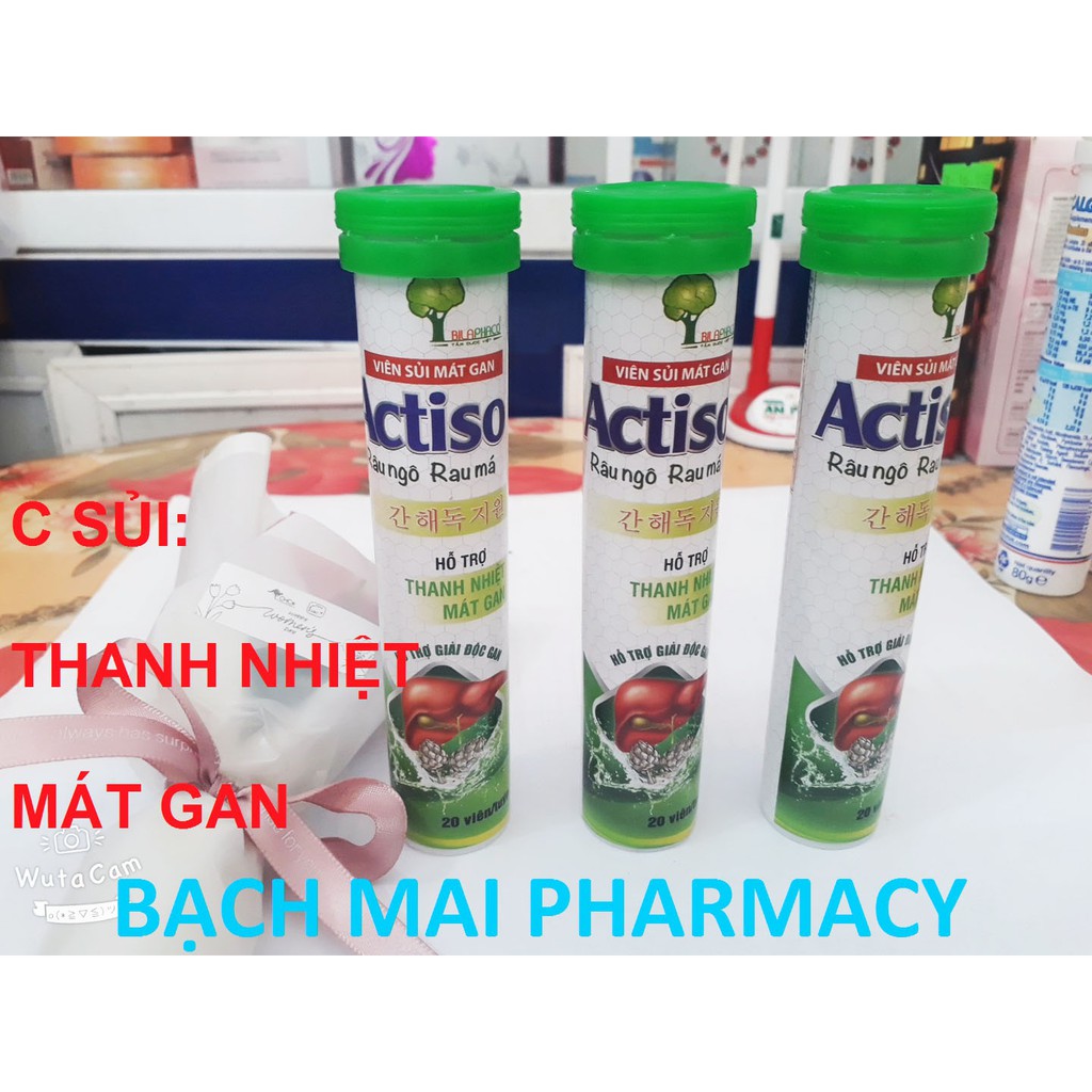 Viên sủi ACTISO RÂU NGÔ, RAU MÁ, hỗ trợ thanh nhiệt, mát gan, lợi mật, hỗ trợ giải độc gan và tăng cường chức năng gan