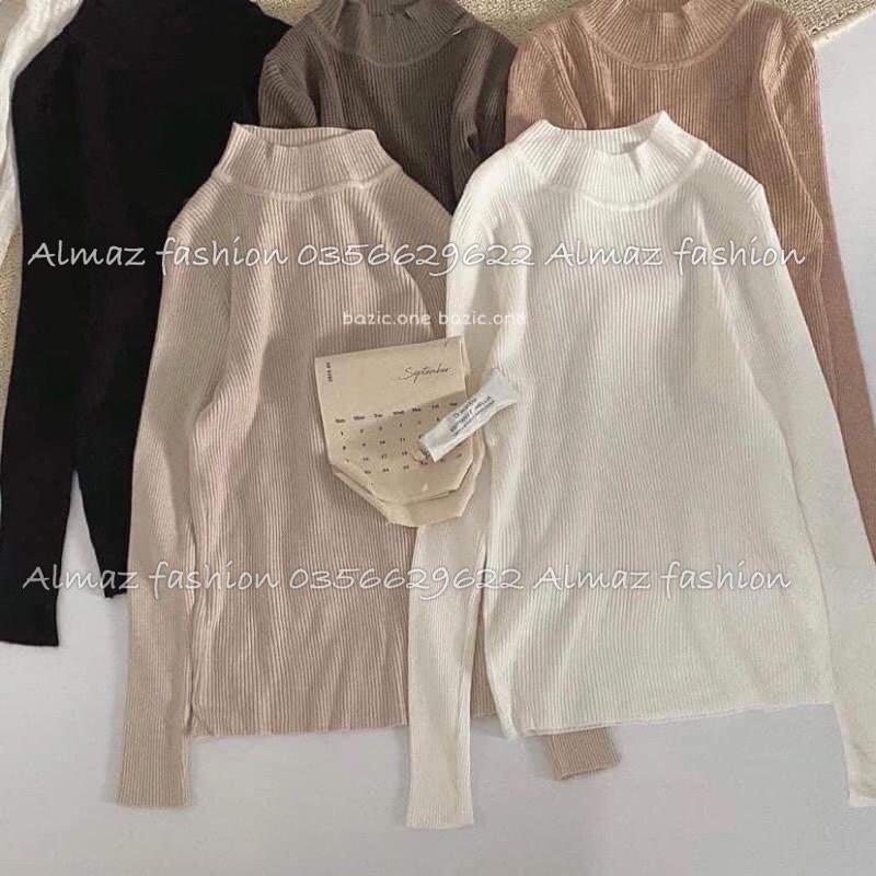 Áo len dài tay basic cổ 3cm phong cách hàn quốc
