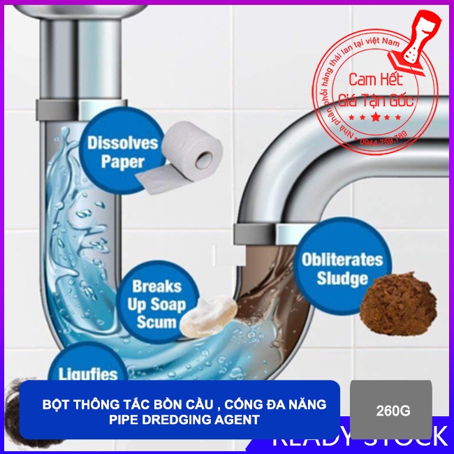 01 Hủ Bột Thông Tắc Cống Thần Thánh Pipe Dredging Agent 260gram
